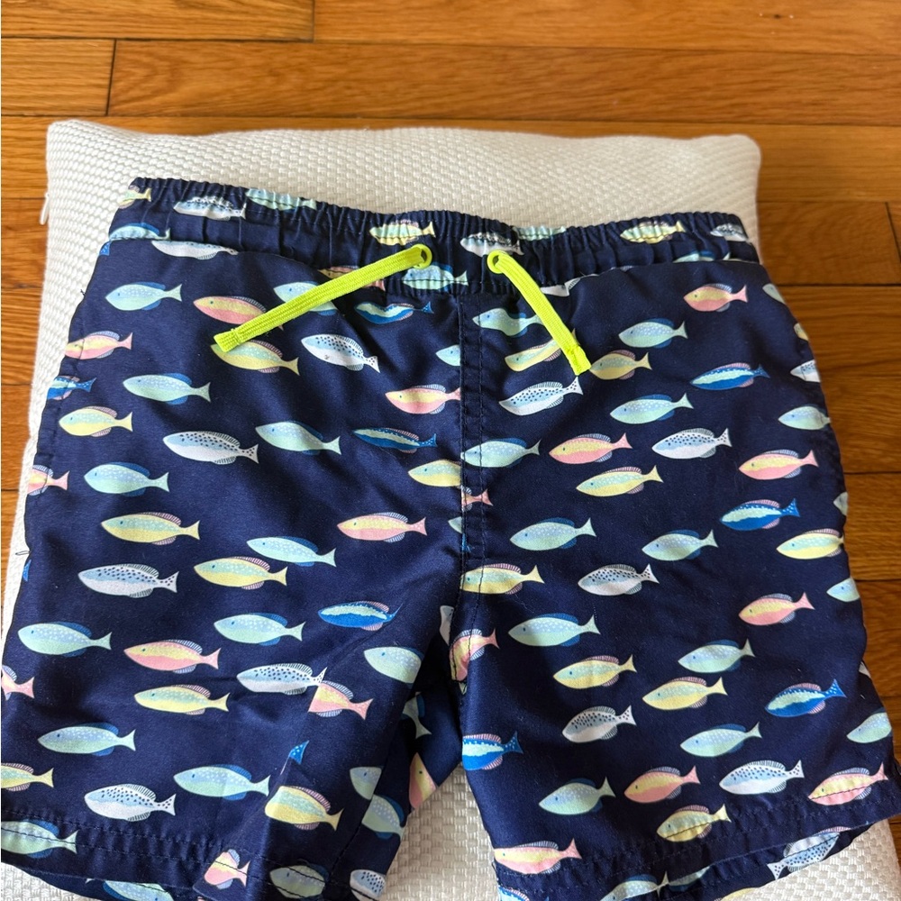 Colorful Fish Print Kids Swim Trunks